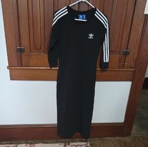 Adidas Black Long Sleeve Dress with Stripes